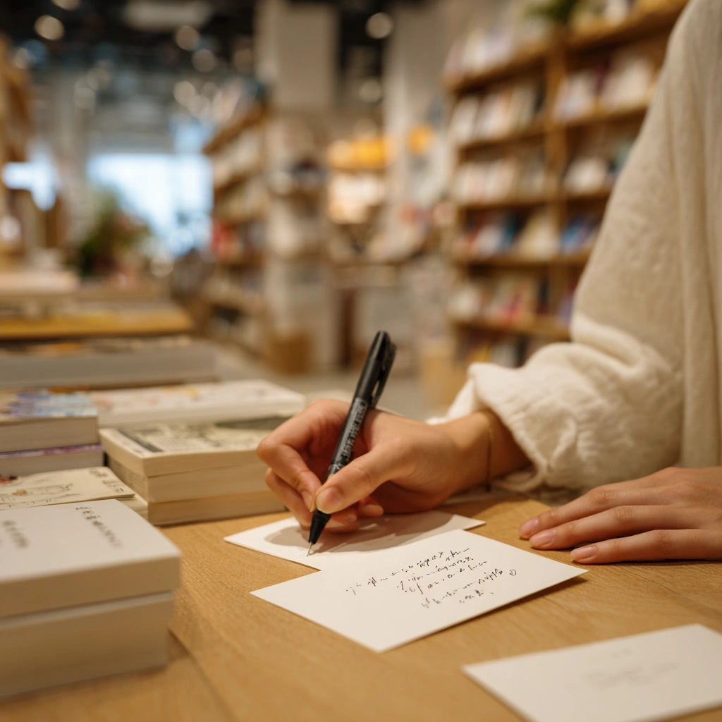 書店で本を選ぶ女性