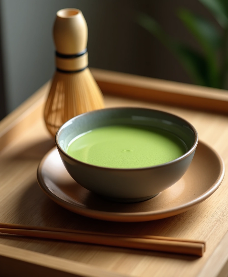 抹茶と茶筅の静物