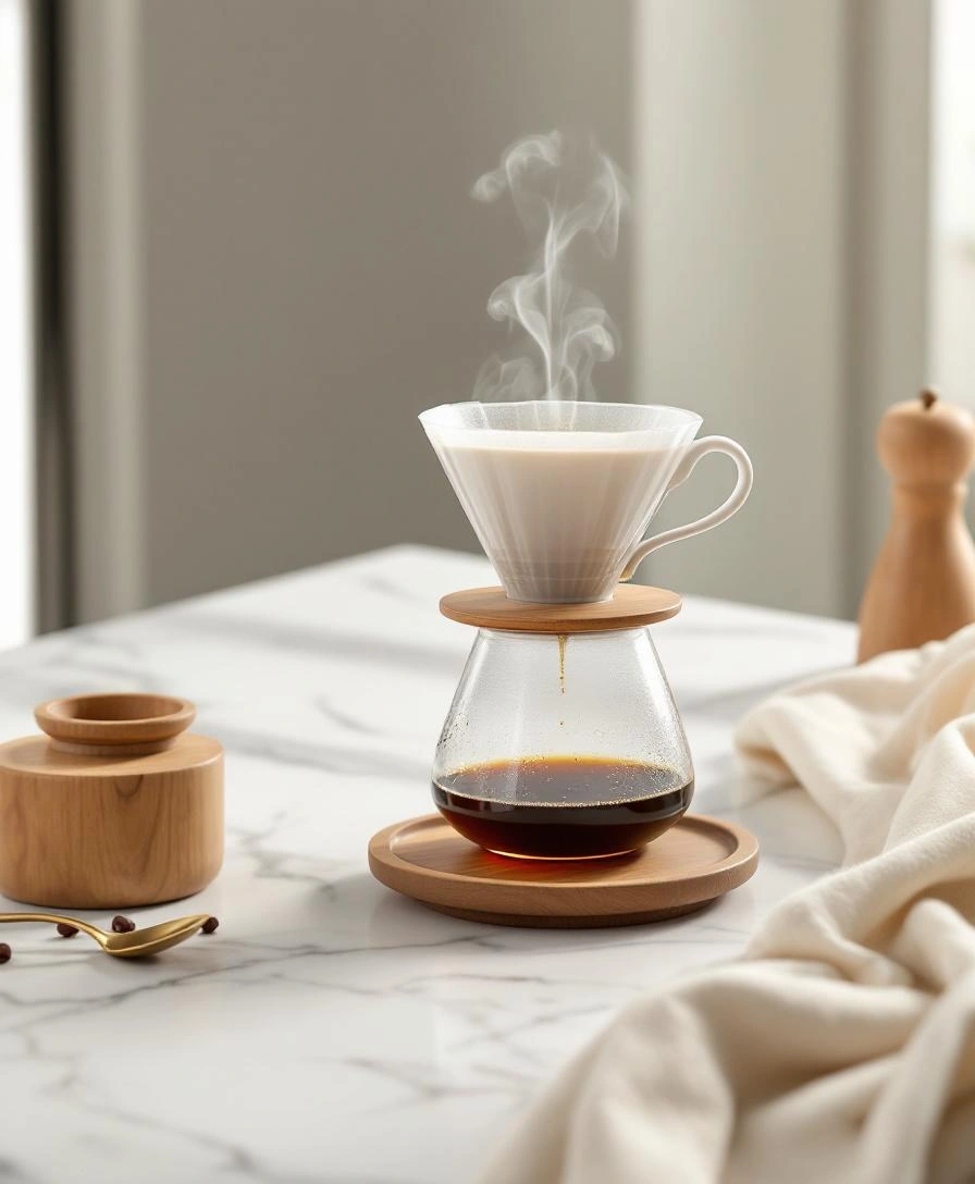 カフェのドリップコーヒーセットアップ