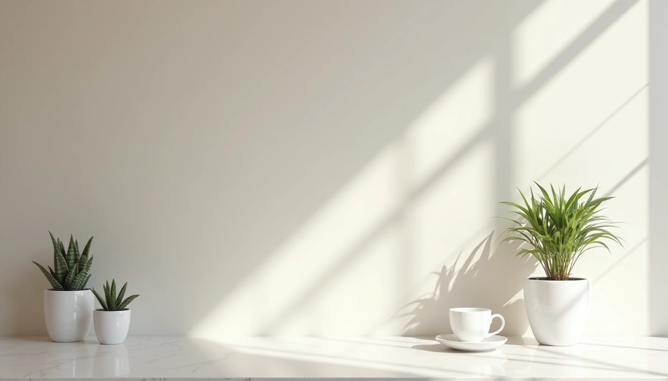 カフェのカウンターと観葉植物
