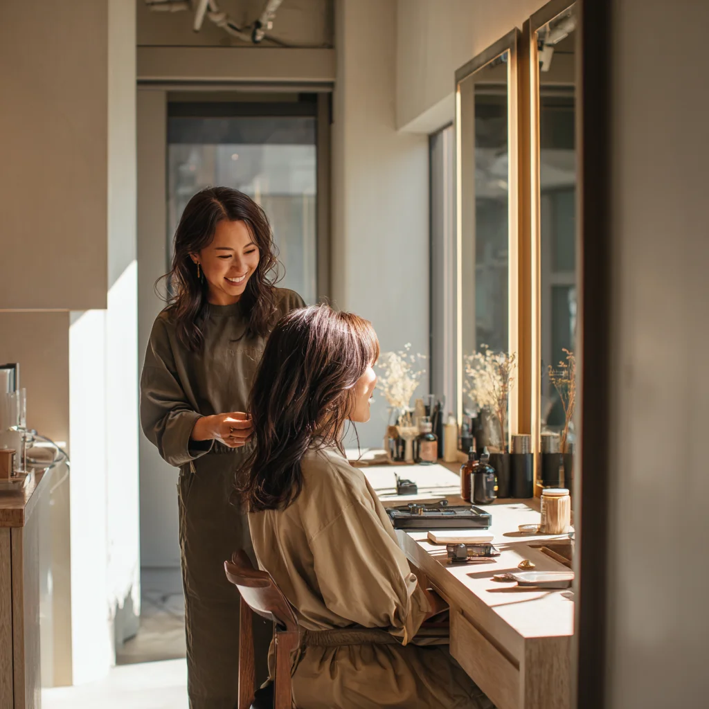 高級ヘアサロンでの施術風景