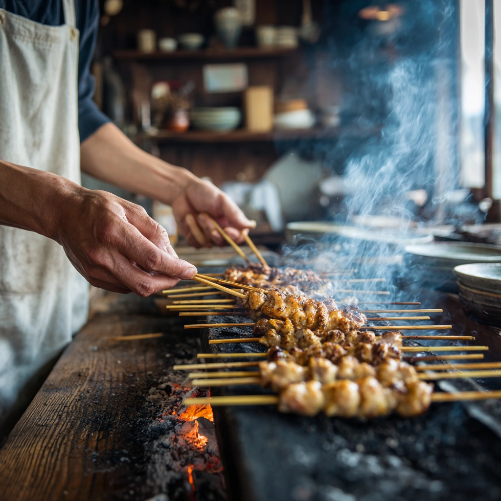 焼き鳥を焼く