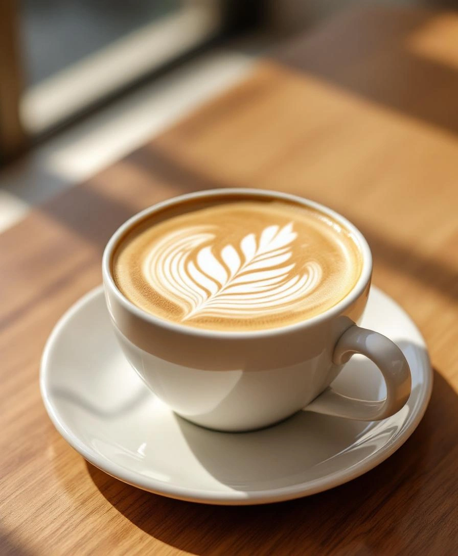 カフェのラテアートクローズアップ