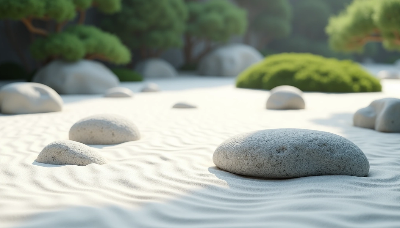 枯山水の白砂と石