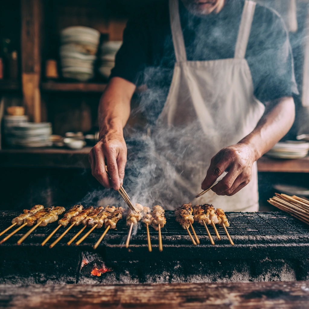 焼き鳥を焼く